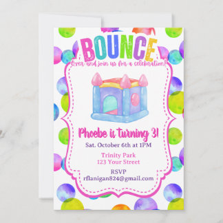 Invitación Casa de Rebote Cumpleaños Fiesta Arcoíris Colorido