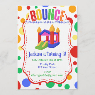 Invitación Casa de Rebote Cumpleaños Fiesta Arcoíris Colorido