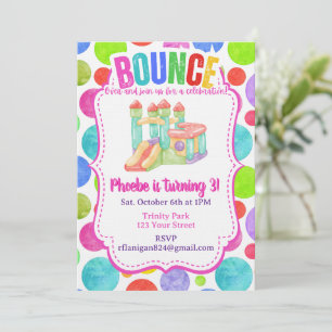 Invitación Casa de Rebote Cumpleaños Fiesta Arcoíris Colorido