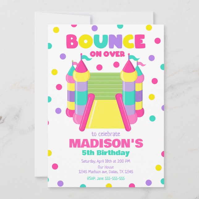 Invitación Casa de Rebote Cumpleaños Fiesta de Salto (Anverso)