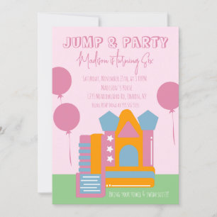 Invitación Casa de Rebote de Salto de Cumpleaños Globo