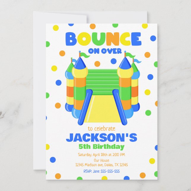 Invitación Casa de Rebote Fiesta de Cumpleaños Niño (Anverso)