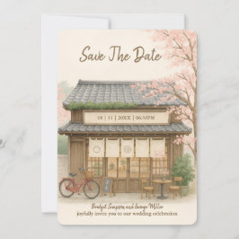 Invitación casa de té sakura Boda de destino Guardar fecha