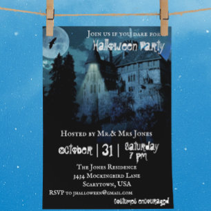 Invitación Casa del Castillo de la Mansión Embrujada Noche de
