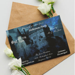 Invitación Casa del Castillo de la Mansión Embrujada Noche de