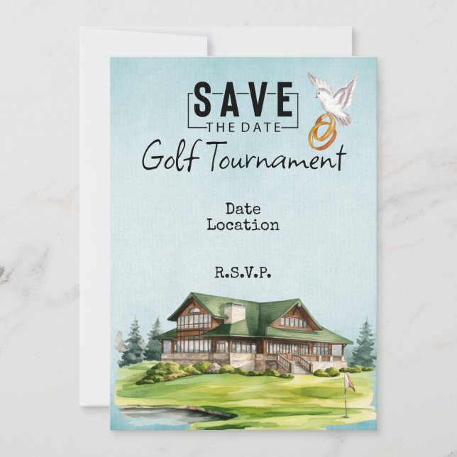 Invitación Casa del club de golf para la boda, salvo la fecha (Anverso)