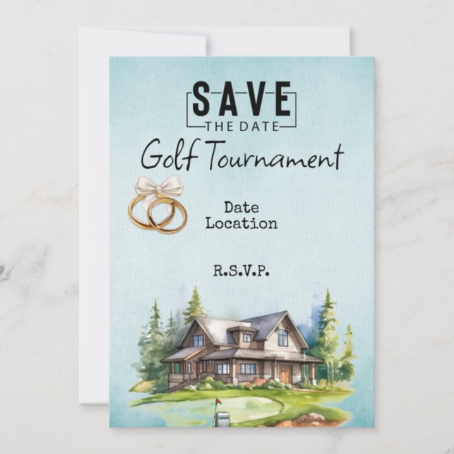 Invitación Casa del club de golf para la boda, salvo la fecha (Anverso)