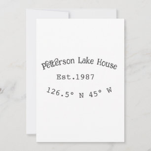 Invitación Casa del lago. Fecha año personalizado coordenadas