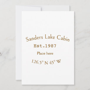 Invitación Casa del lago. Fecha año personalizado coordenadas