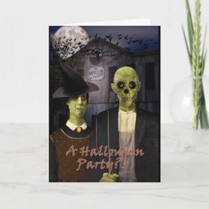 Invitación Casa embrujada de Halloween American Gothic