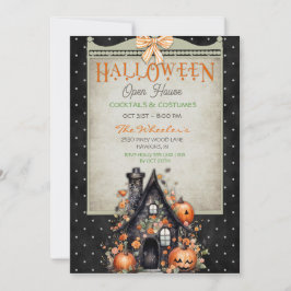 Invitación Casa embrujada de Halloween de otoño con calabazas