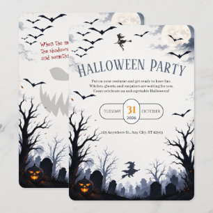 Invitación Casa embrujada de Halloween espeluznante Bruja