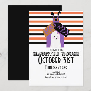 Invitación Casa Embrujada de Halloween Fiesta de Brujas