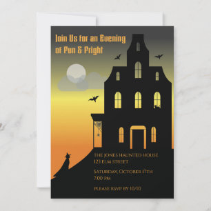 Invitación Casa Embrujada de Halloween Fiesta de Noche de Bru
