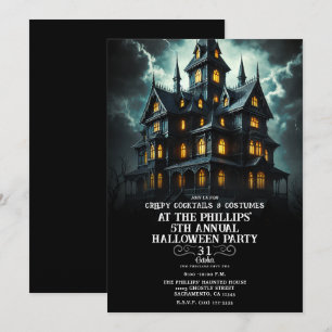 Invitación Casa Embrujada de Halloween Fiesta de Terror y Mie