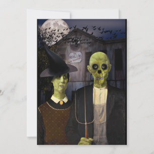 Invitación Casa embrujada de Halloween Gothic Americana