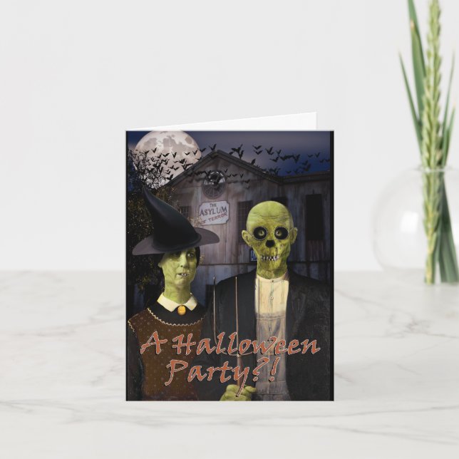 Invitación Casa embrujada de Halloween gótico americano (Anverso)