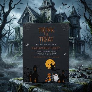 Invitación Casa Embrujada de Halloween Trunk or Treat