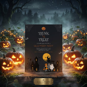 Invitación Casa Embrujada de Trunk or Treat Halloween