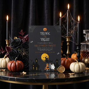 Invitación Casa Embrujada de Trunk or Treat Halloween