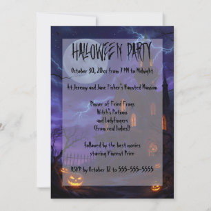 Invitación Casa embrujada en una fiesta de Halloween en la no