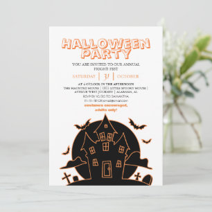 Invitación Casa embrujada moderna de Halloween de la línea na