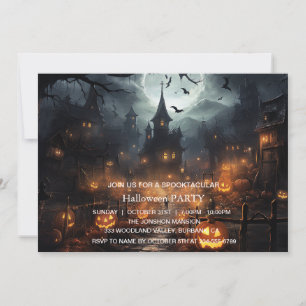 Invitación Casa Embrujada Oscura Espeluznante Fiesta de Hallo