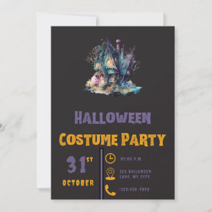 Invitación Casa Embrujada Rosa Verde Moderno Negro Halloween