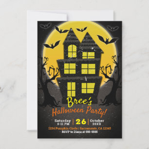 Invitación Casa Embrujada y Árboles Espeluznantes Fiesta de H