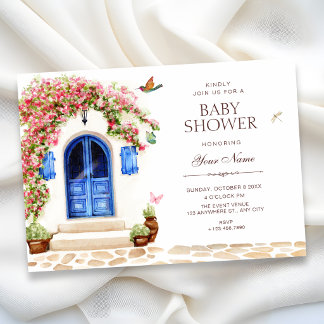 Invitación Casa floral de verano dibujada a mano