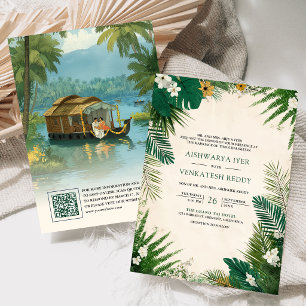 Invitación Casa flotante en los remansos de Kerala Boda india