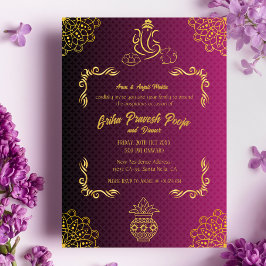 Invitación Casa hindú india calentando Griha Pravesh Golden