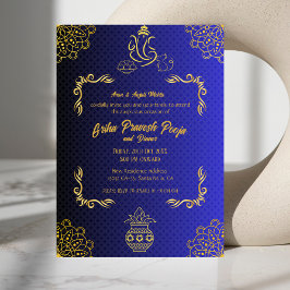 Invitación Casa hindú india calentando Griha Pravesh Golden
