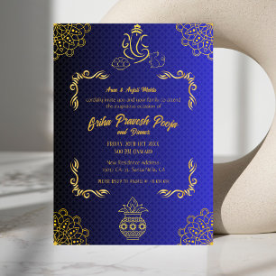 Invitación Casa hindú india calentando Griha Pravesh Golden