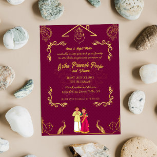 Invitación Casa hindú india calentando Griha Pravesh Golden
