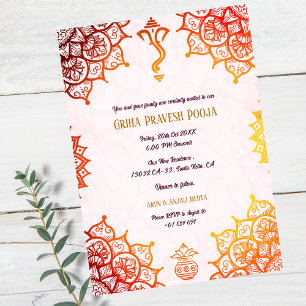 Invitación Casa hindú india calentando Griha Pravesh Golden