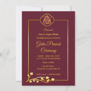 Invitación Casa hindú que calienta a Griha Pravesh
