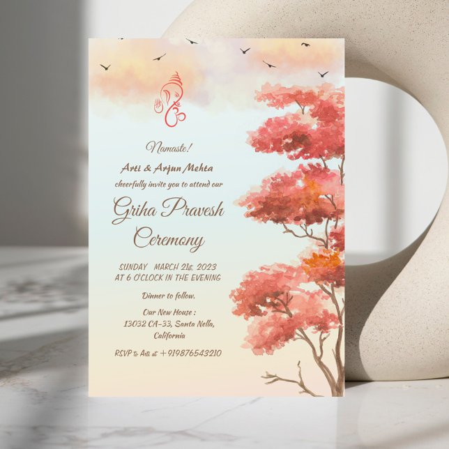 Invitación Casa hindú que calienta a Griha Pravesh (Subido por el creador)