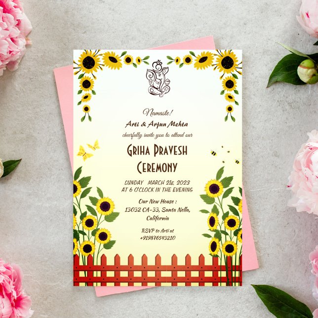 Invitación Casa hindú que calienta a Griha Pravesh (Subido por el creador)