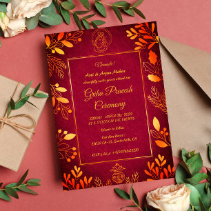 Invitación Casa hindú que calienta a Griha Pravesh