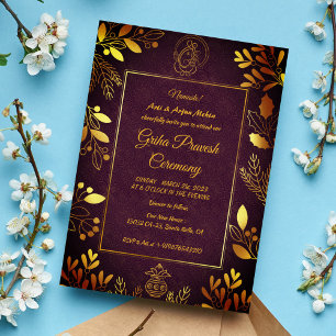 Invitación Casa hindú que calienta a Griha Pravesh