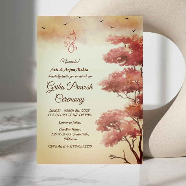 Invitación Casa hindú que calienta a Griha Pravesh (Subido por el creador)