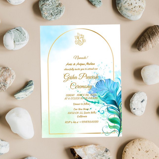 Invitación Casa hindú que calienta a Griha Pravesh (Subido por el creador)