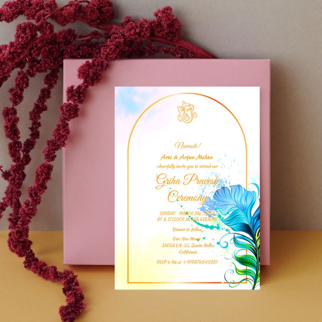 Invitación Casa hindú que calienta a Griha Pravesh (Subido por el creador)