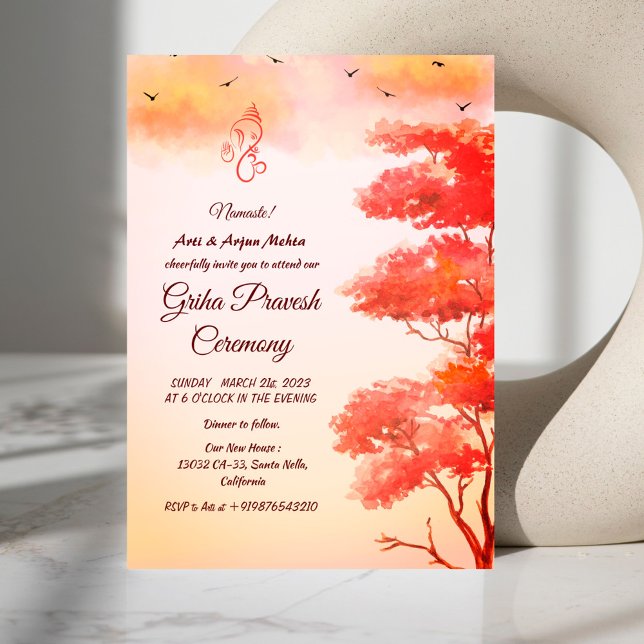 Invitación Casa hindú que calienta a Griha Pravesh (Subido por el creador)