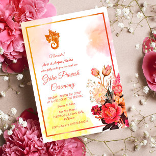 Invitación Casa hindú que calienta a Griha Pravesh