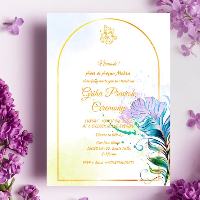 Invitación Casa hindú que calienta a Griha Pravesh (Subido por el creador)