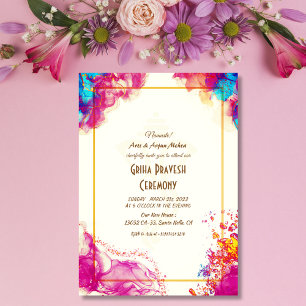 Invitación Casa hindú que calienta a Griha Pravesh