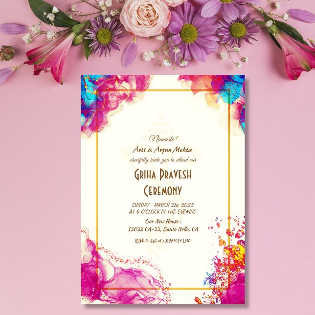 Invitación Casa hindú que calienta a Griha Pravesh (Subido por el creador)