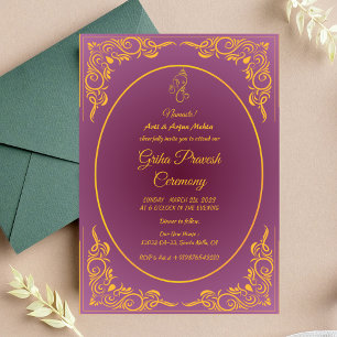 Invitación Casa hindú que calienta a Griha Pravesh